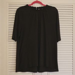 LOFT Black Knit Top with rushed neck, Size L